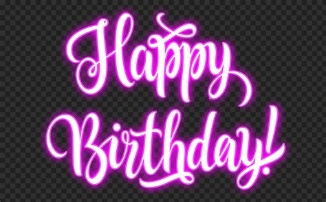 HD Happy Birthday Pink Neon Text PNG Citypng