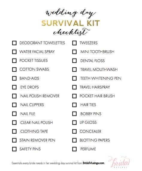 Items Every Bride Needs In Her Wedding Day Survival Kit Wedding