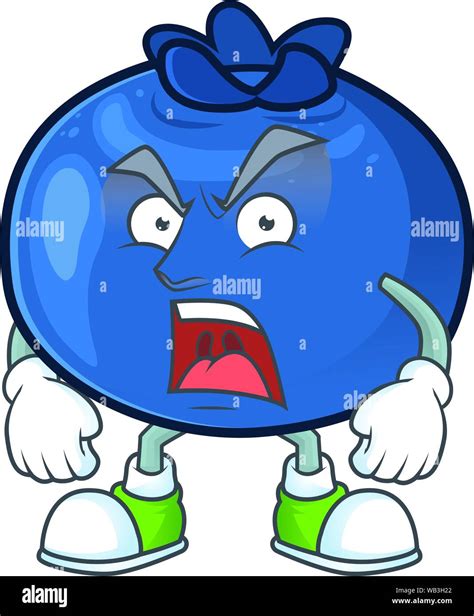 Angry Fresh Blueberry Character Design With Mascot Stock Vector Image