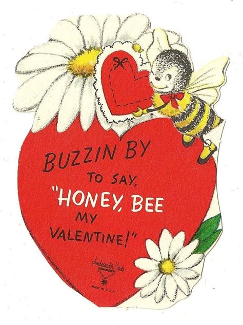 Honey Bee My Valentine Vintage Valentine Cards Retro Valentines