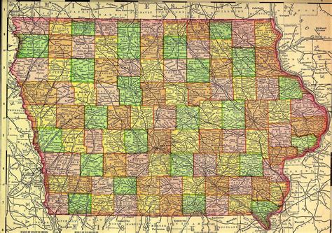 Iowa Vintage State Map — Circa 1895 United States Map State Map