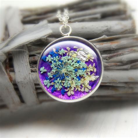 Real Flower Necklace Handmade Necklace Resin Jewellery Dry Flower
