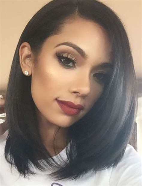 Create a layered bob haircut and choose two colors, red and black, any evenly part your hair. Side Swept Long Bob Haircuts for Black Women Spring Summer ...