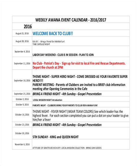 Event Calendar Template 24 Free Word Pdf Format Download