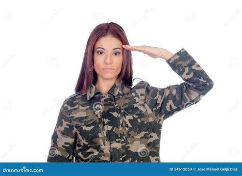 soldado atractivo que da un saludo militar imagen de archivo imagen de cara aislado 34612059