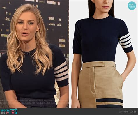 Wornontv Morgans Navy Stripe Sleeve Sweater And Skirt On E News