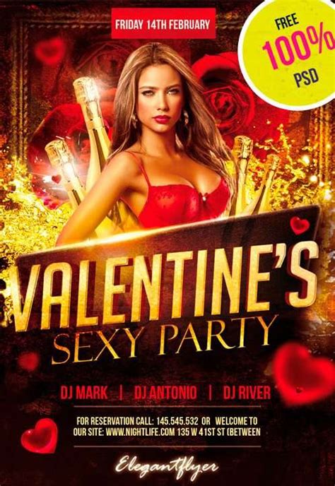 Valentines Sexy Party Free Flyer Psd Template For Photoshop