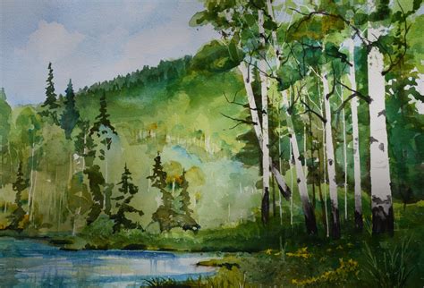 Watercolor Original Fine Art Aspen Trees Colorado Mountain Etsy