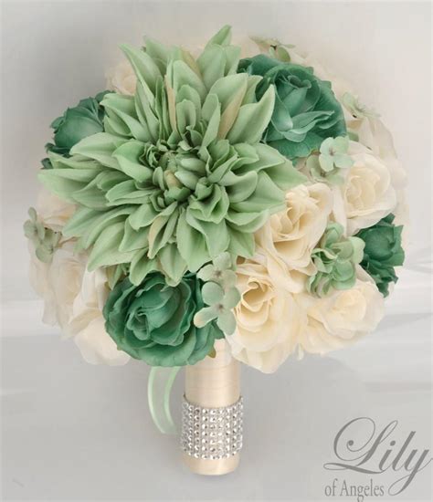 17 Piece Package Silk Flowers Wedding Bridal Bouquet Bride Artificial