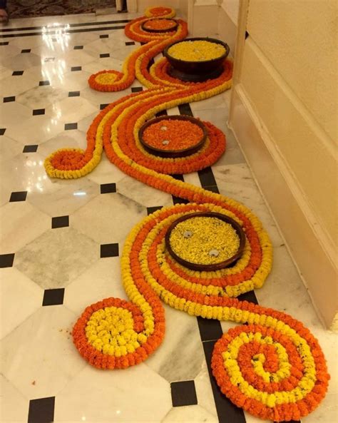 Flowers Art Diwali Decorations Diwali Diy Flower Rangoli