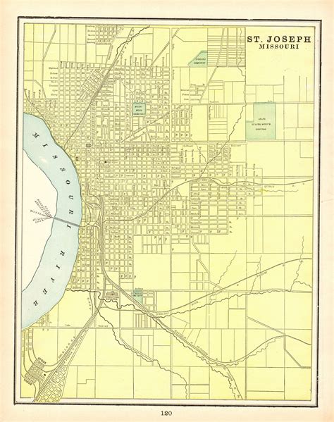 1902 Antique St Joseph Missouri City Map Of St Joseph Street Etsy