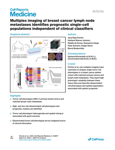 Pdf Multiplex Imaging Of Breast Cancer Lymph Node Metastases