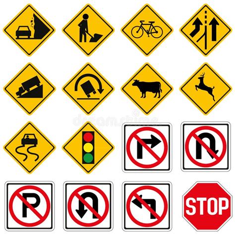 Standard Traffic Sign Collection Stock Vector Illustration Of Vector