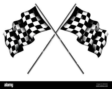 Two Crossed Checkered Flags With Trophy Cut Out Stock Images And Pictures