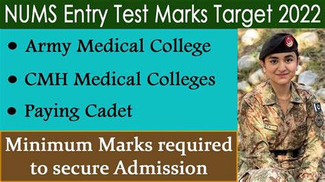 NUMS Entry Test Marks Target 2022 Army Medical College CMH