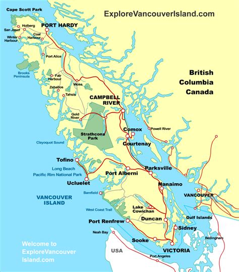 Map Vancouver Island British Columbia Canada Vancouver Island Long