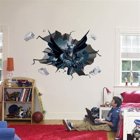 Batman Decal 3d Smashed Wall Sticker Decor Art Mural Super Etsy