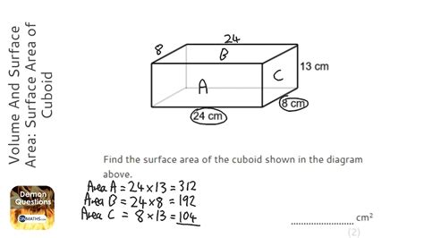 Volume And Surface Area Surface Area Of Cuboid Grade 3 Onmaths