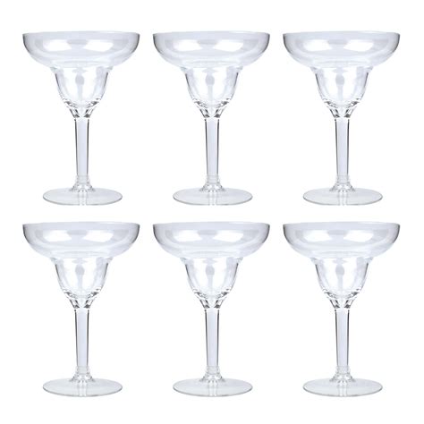 6x Margarita Cocktail Glass Clear Plastic Reusable Home Picnics Bbq