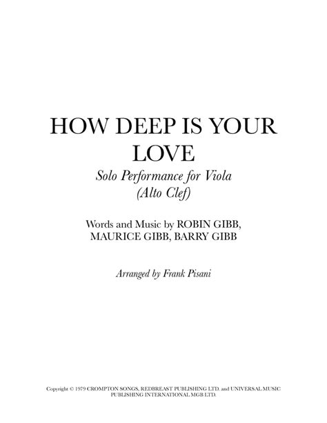 How Deep Is Your Love Sheet Music The Bee Gees Viola Solo