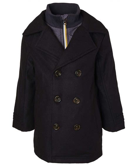 Boy Classic Wool Look Lined Winter Vestee Dress Pea Coat Peacoat Jacket