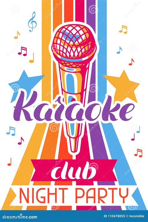 Karaoke Club Poster Music Event Banner Stock Vector Illustration Of