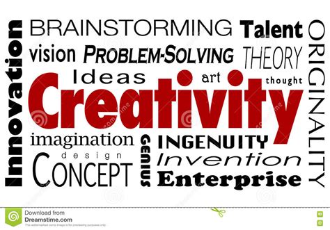 Creativity Word Collage Innovation Ideas Imagination Vision Stock