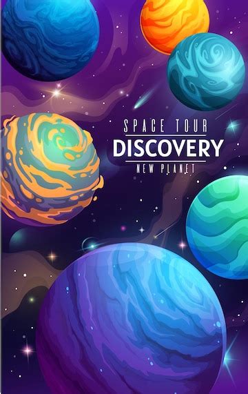 Premium Vector Cartoon Galaxy Outer Space Alien Planets Poster