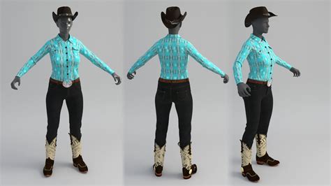 3d Cowgirl Clothes Cgtrader
