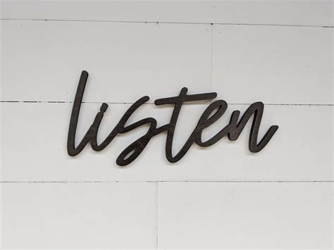 Listen Sign Listen Word Cutout 12 Thick Wooden Etsy