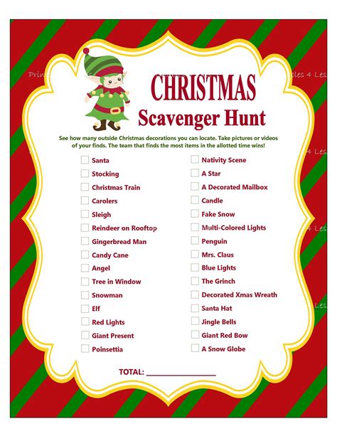 Christmas Scavenger Hunt Printable Christmas Party Game Etsy