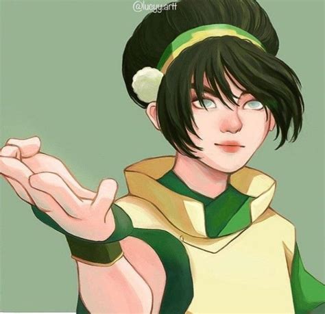 An Anime Character With Black Hair Wearing A Green And White Outfit Holding Her Hand Out