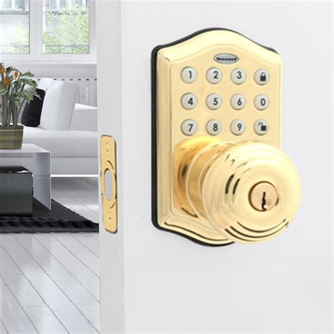 Honeywell Polished Brass Electronic Knob Lighted Keypad In The