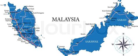Highly Detailed Vector Map Of Malaysia With Administrative Regions