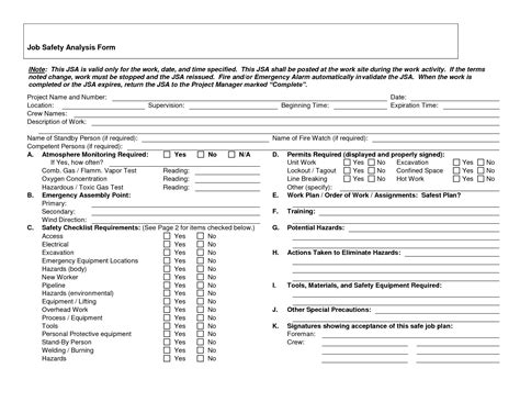 Job Site Analysis Template Free Sample Example Format Template