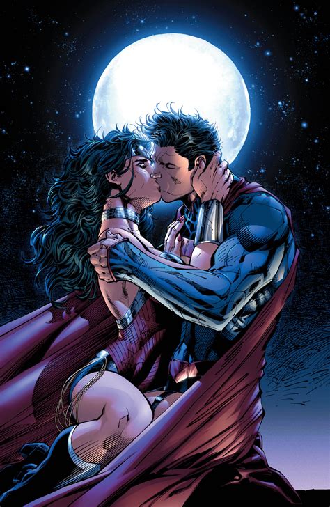 Superman And Wonder Woman Kiss While The Justice League