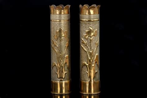 Ratisbons Wwi Trench Art Two Flower Vases Made From Shells