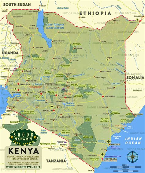 Detailed Kenya Map With Cities And National Parks Free To Download As