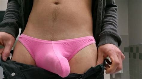 Showing Off My Pink Thong Bulge In The Gym Locker Room