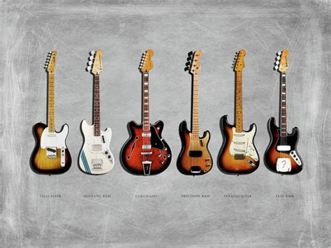 Fender Guitar Collection Poster Canvas Print Wooden Hanging