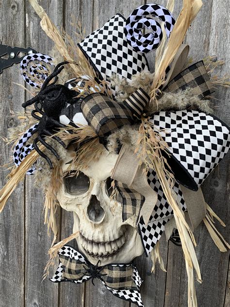 Big Skull Hanger Skull Wreath Halloween Wreath Halloween Wall Hanger