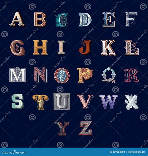 The Alphabet Set Of Capital Vintage Letters Stock Vector Illustration