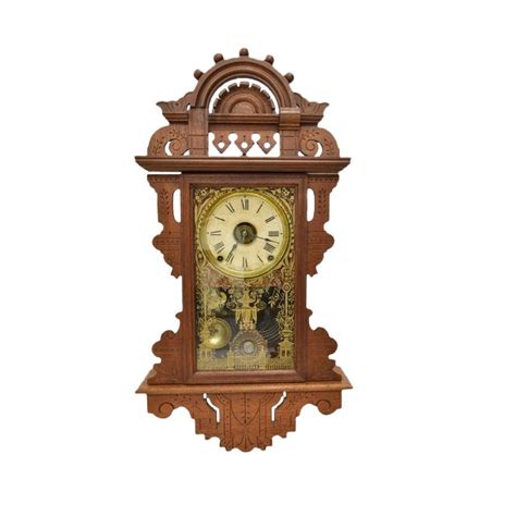 19th Century Seth Thomas Victorian Eclipse Gingerbread Kitchen Wall Clock Chairish