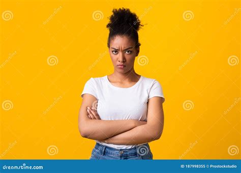 portrait of offended black woman with folded arms stock image image of human bright 187998355