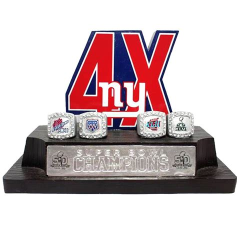 New York Giants 4 Time Super Bowl Champions Commemorative On The Fifty