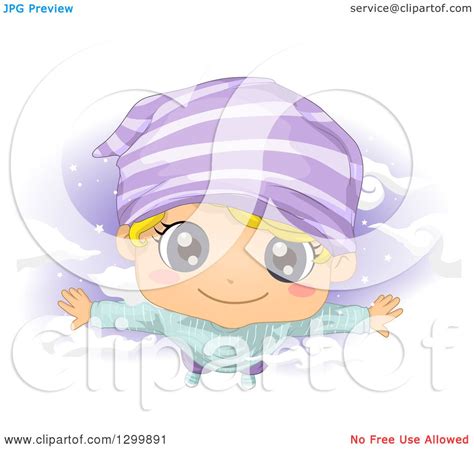 Clipart Of A Cartoon Blond White Bly Flying In The Night