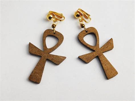 Ankh Earrings Clip On Non Pierced Chocolate Brown Egyptian Etsy