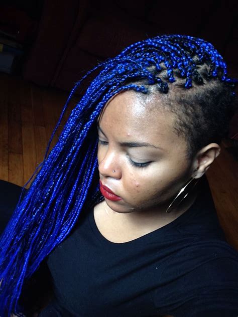 Royal Blue Box Braids With Shaved Sides 💙💙 Braids With Shaved Sides