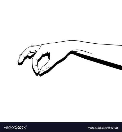 Black And White Of A Hand Picking Up Something Vector Image