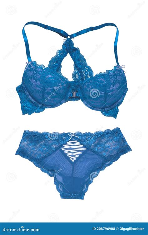 Bra And Panties Isolated Close Up Of A Beautiful Feminine Stylish Blue